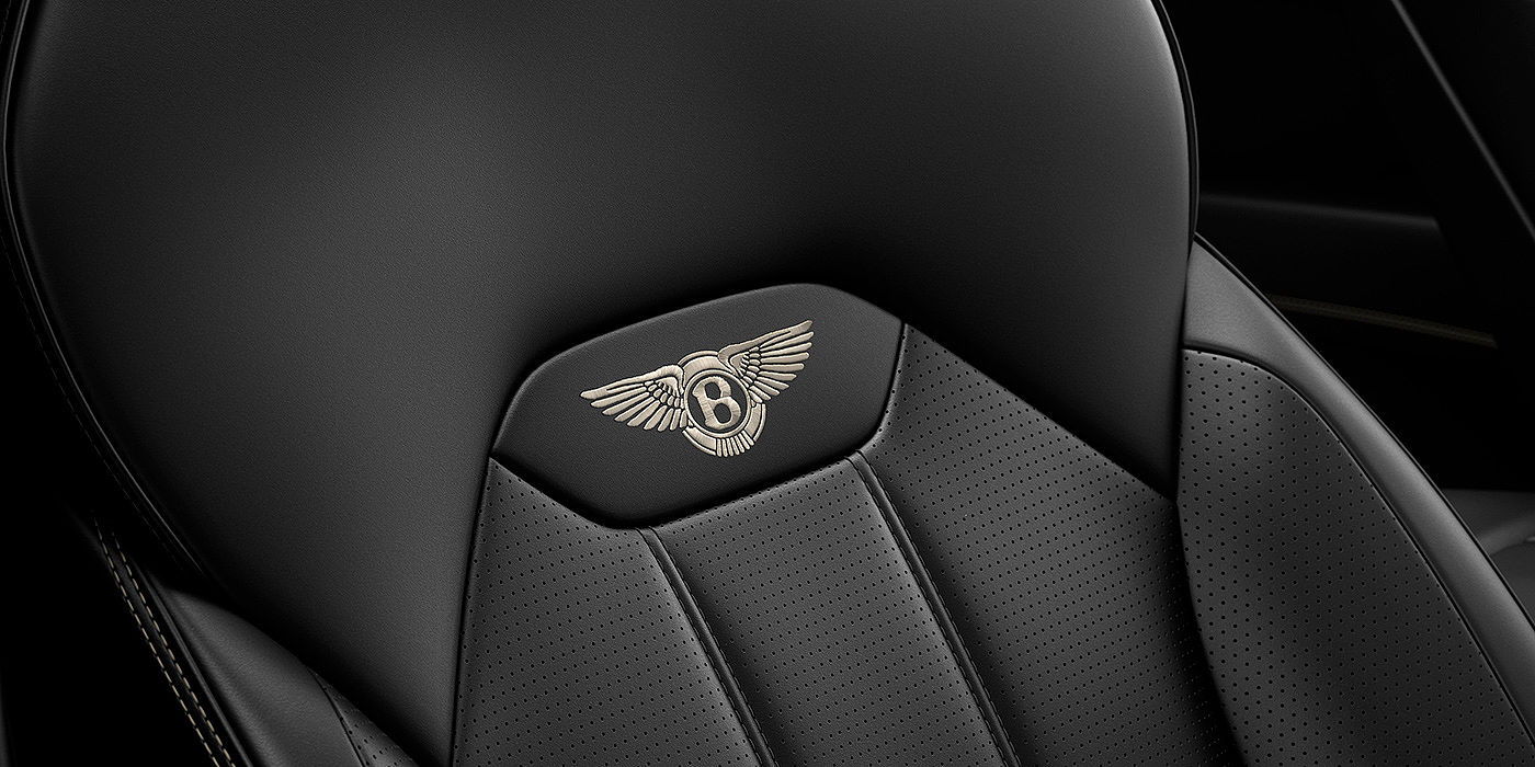Bentley Suzhou Bentley Bentayga seat with detailed Linen coloured contrast stitching on Beluga black coloured hide.