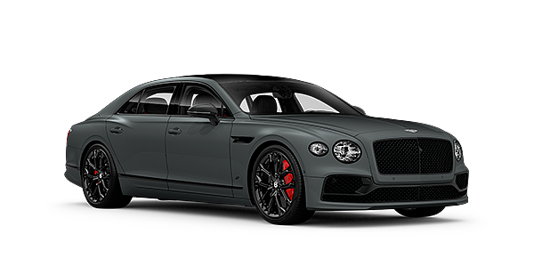 Bentley Suzhou Bentley Flying Spur S front side angled view in Cambrian Grey coloured exterior. 