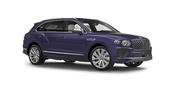 Bentley Suzhou Bentayga Extended Wheelbase Mulliner luxury SUV front three quarter in Tanzanite Purple paint